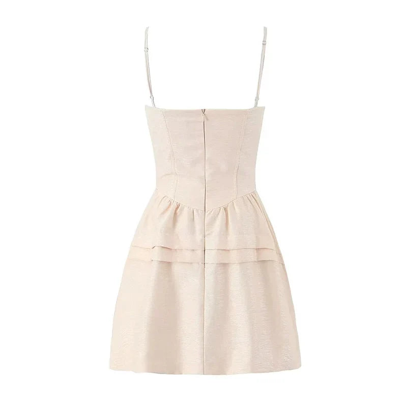 Sexy Elegant Lace Trim Bow Bandage Spaghetti Strap Mini Dresses