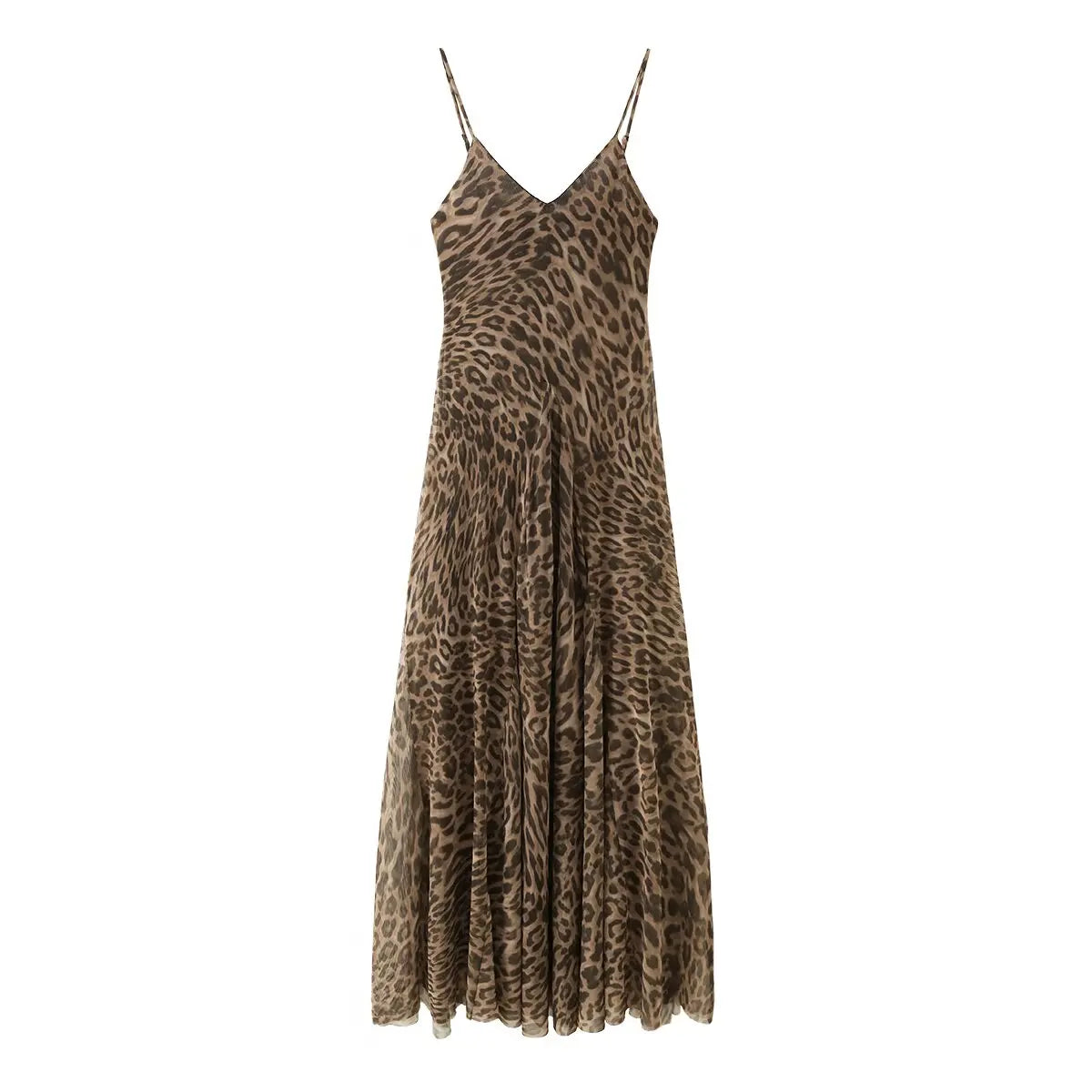 Animal Print V Neck Sling Maxi Dresses