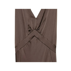 Wide Straps V Neck Satin Long Dresses