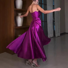 Sexy Strapless High Waist Satin Dresses