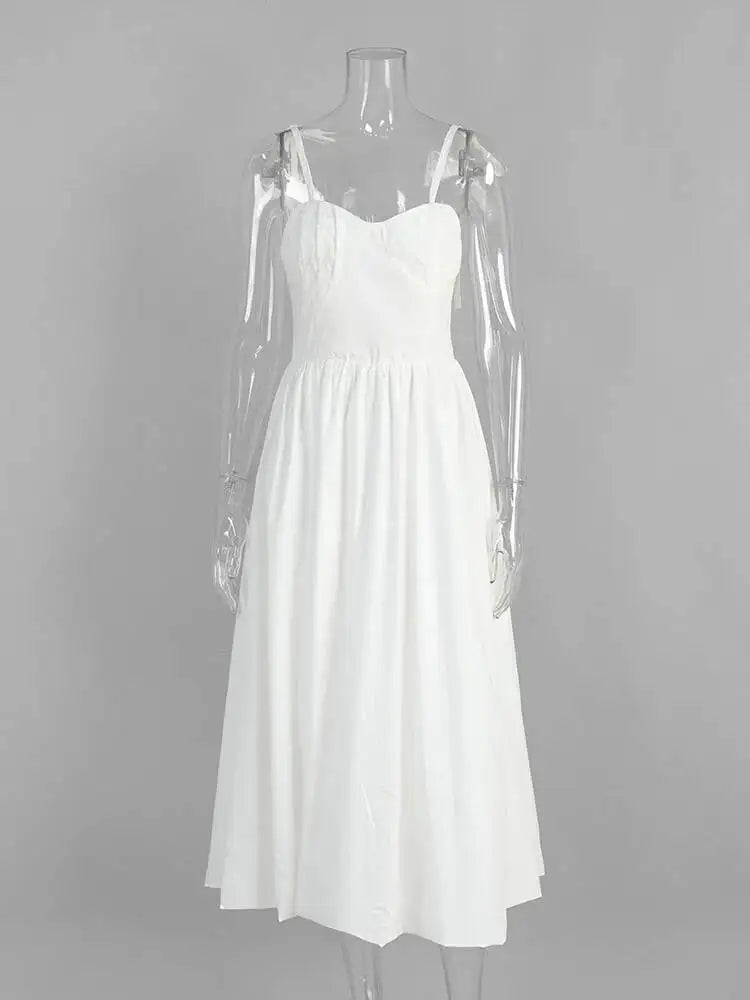 Fashionable Simple Sleeveless Pleated Waist Dresses