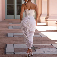 Strapless Slim Fit Pleated Summer Dresses