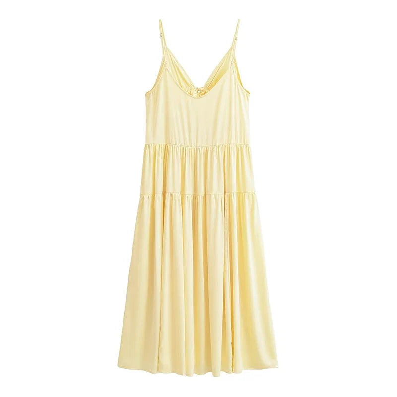 Long Ruched Yellow Dresses