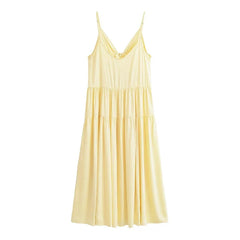 Long Ruched Yellow Dresses