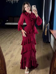 Summer Soft Long Sleeve Waist-Cinching Maxi Dresses
