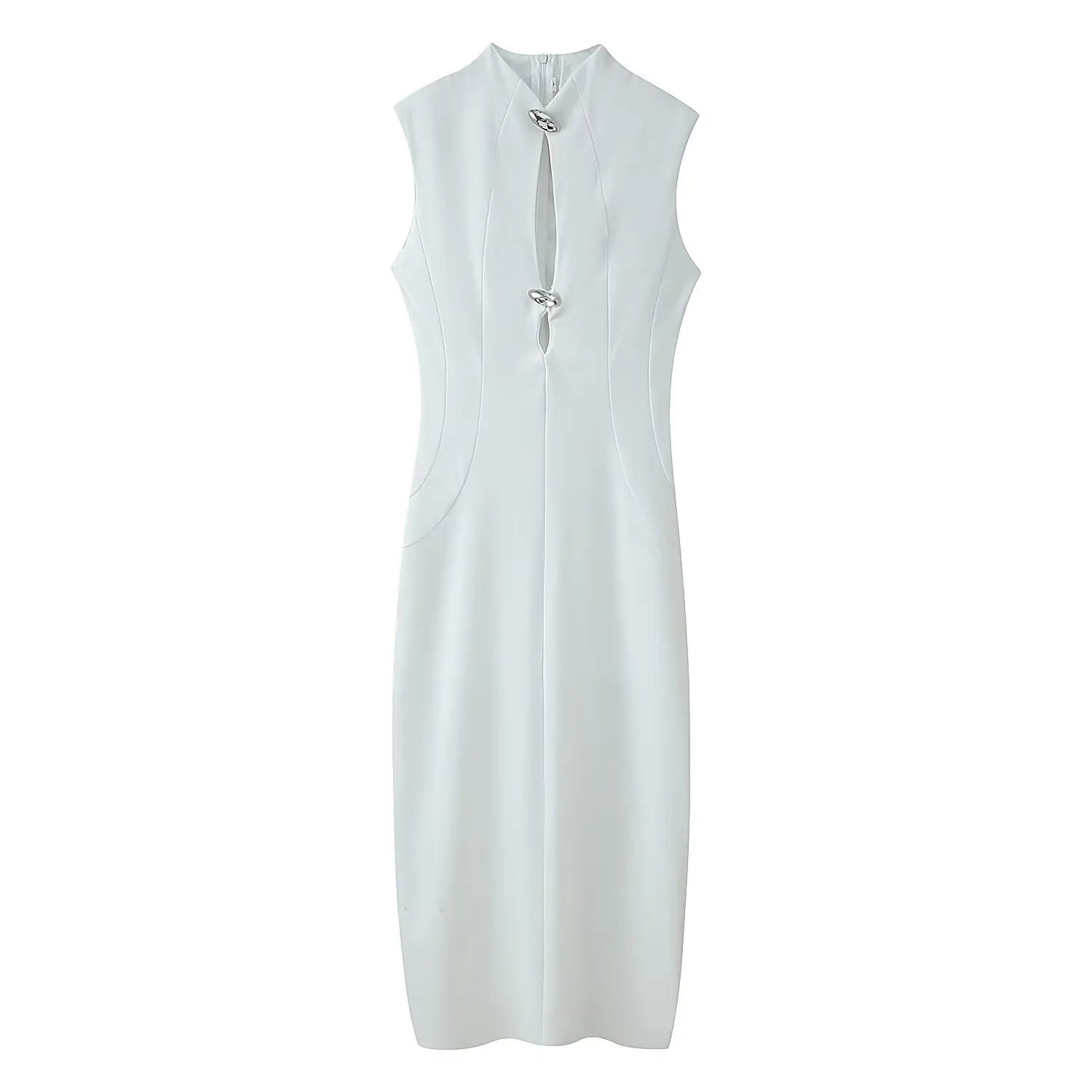 Black White Sexy Vintage Elegant Party Long Dresses Front Button Hollow Out Pencil Maxi Vestidos