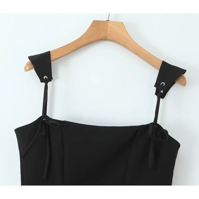 Sexy Spaghetti Straps Black Mini Ball Gown Dresses