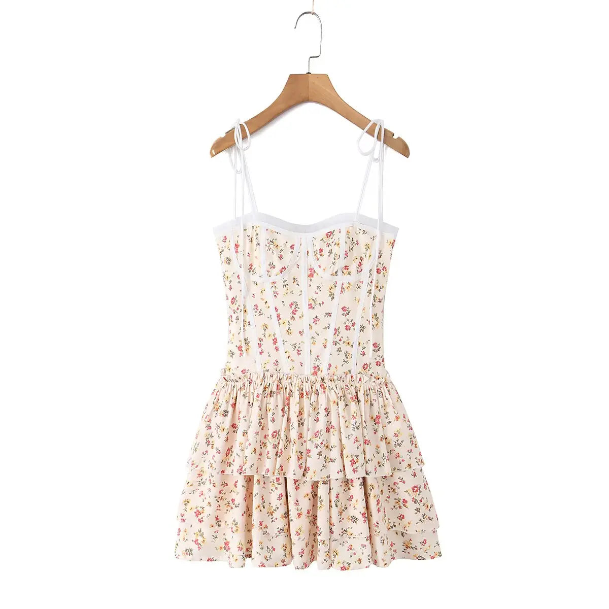 Summer French Sweet Floral Corset Mini Dresses