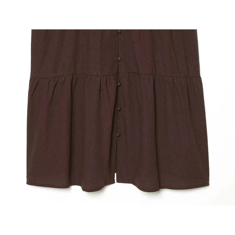 Brown Embroidered Mini Dresses