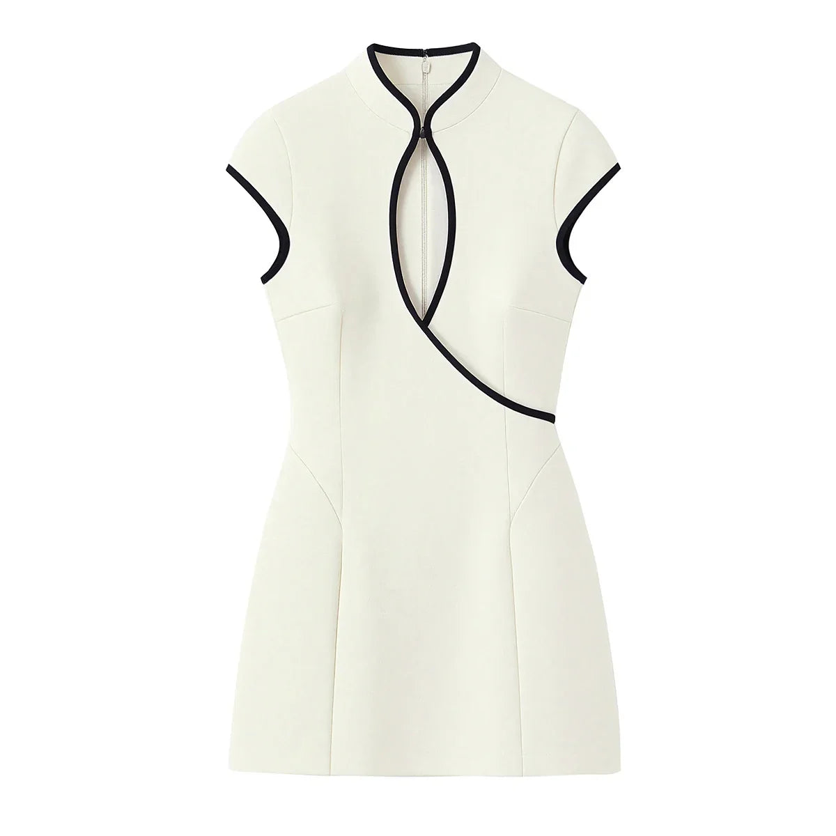 White Cheongsam Inspired Mini Dresses