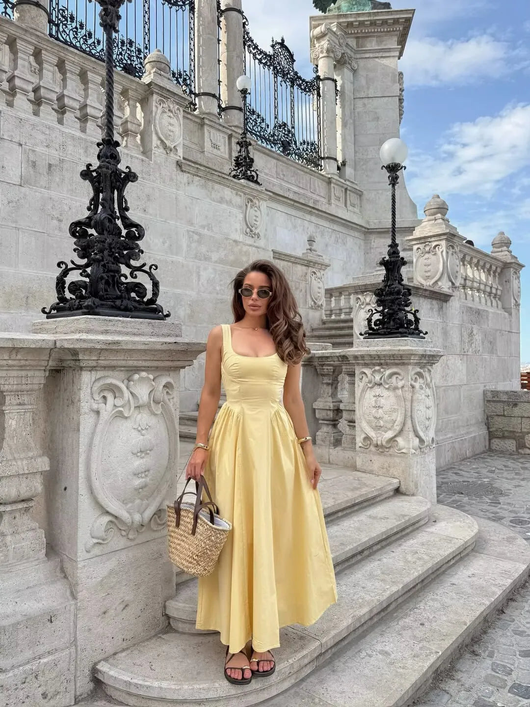 Yellow Sexy Elegant Tank Dresses