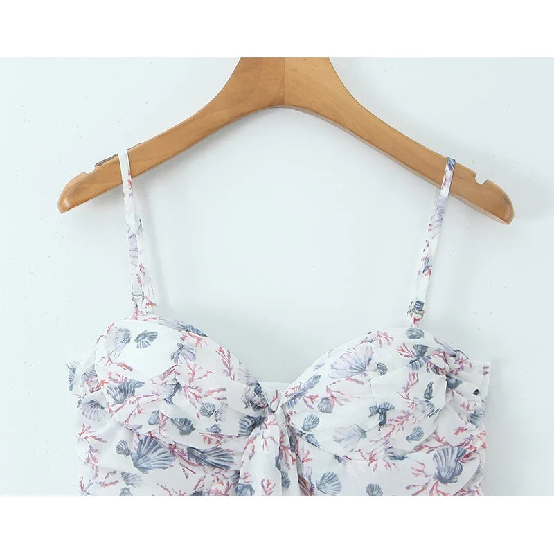 Sexy Backless Print Sling Mini Summer Dresses