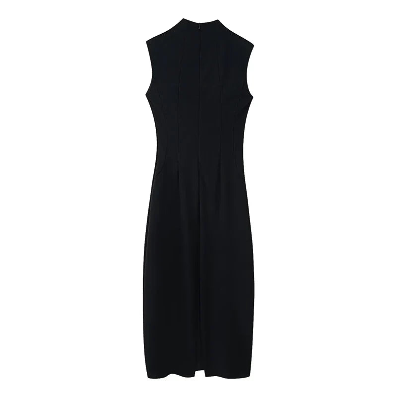Black White Sexy Vintage Elegant Party Long Dresses Front Button Hollow Out Pencil Maxi Vestidos