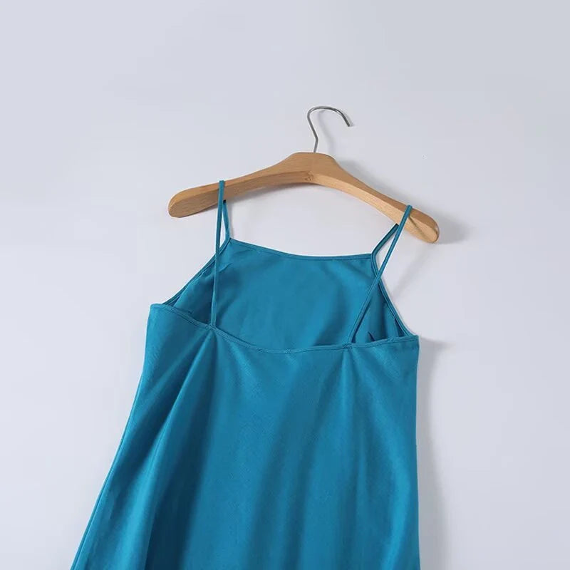 Casual Minimalist Vacation Style Linen Sling Dresses