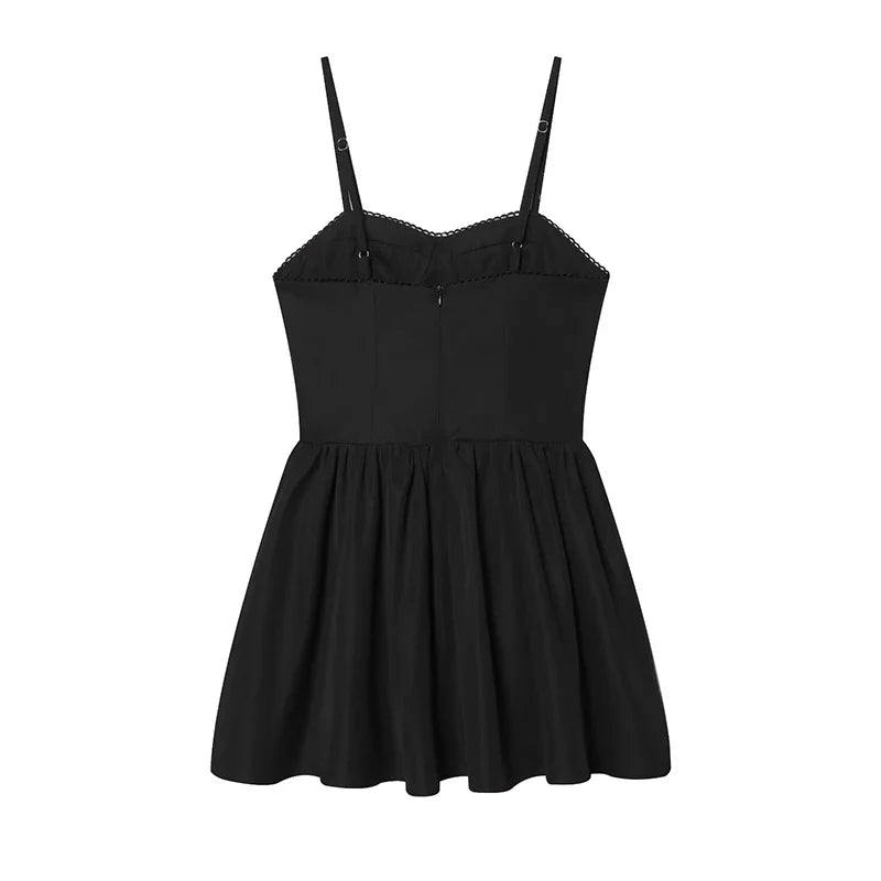 Black Lace Trim Sexy Mini Dresses
