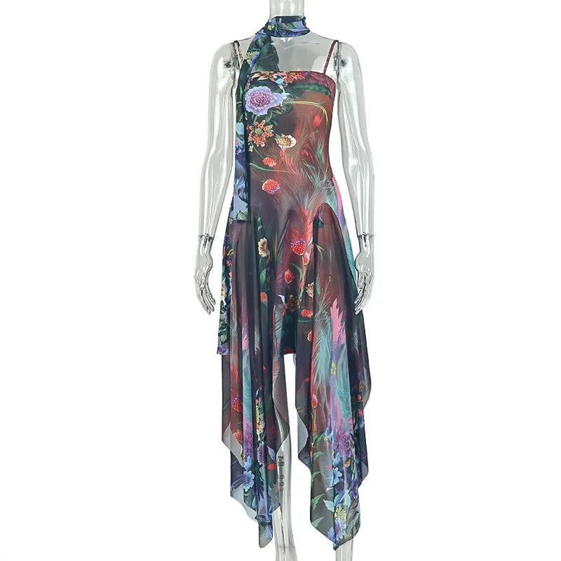 Vacation Sleeveless Slim Hem Long Dresses