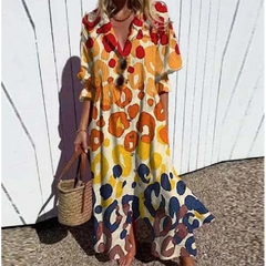V-neck Single Breasted Shirt Dresses