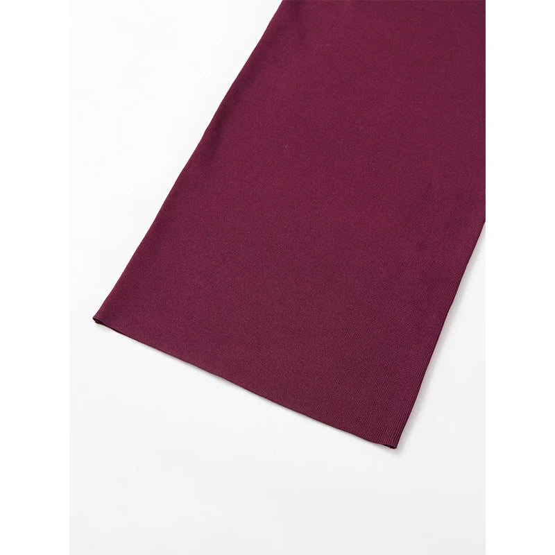Front Cut Out Knit Wine Red Dresses