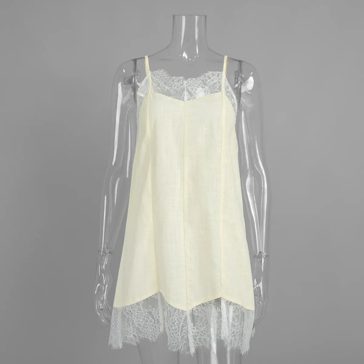 Casual V-Neck Sleeveless Lace Patchwork Dresses