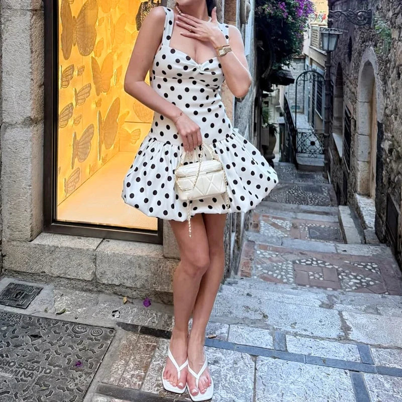 Halter Polka Dot Print Short Dresses