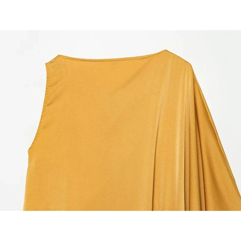 Summer Round Neck Asymmetrical Buckle Dresses