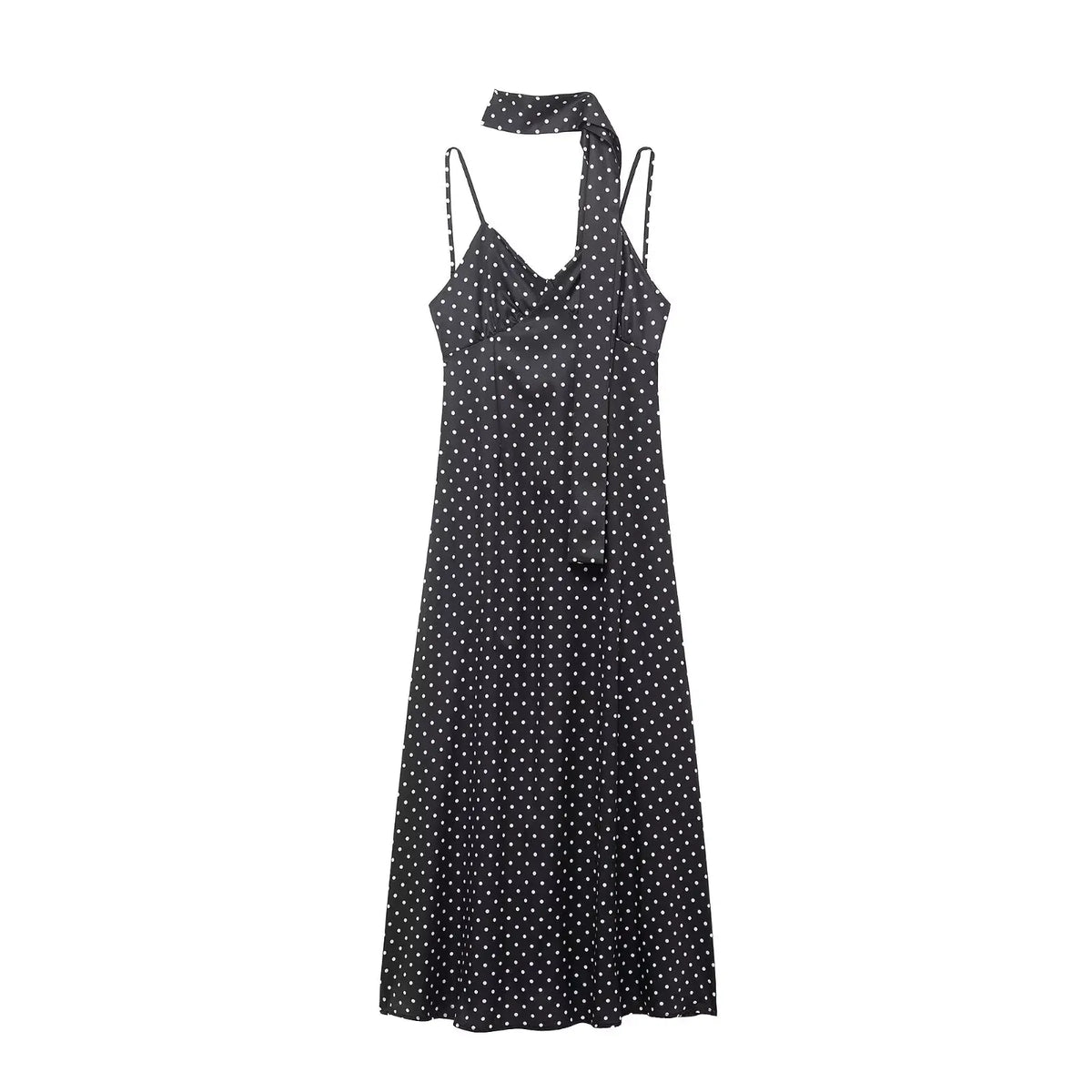 Sexy Backless With Scarf Polka Dot Camisole Dresses