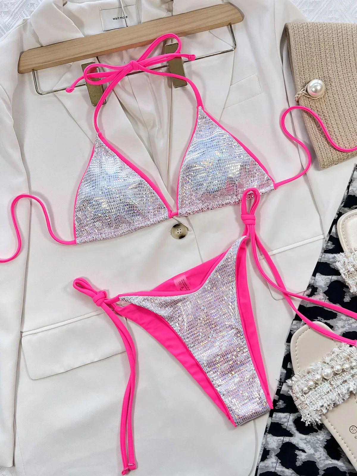 3 Colors Halter Bikini Two-pieces Bikini Set Lady