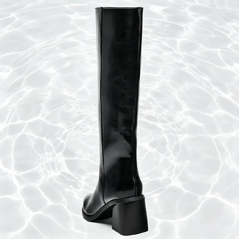 Sexy Black Pointed Toe Knee Boots