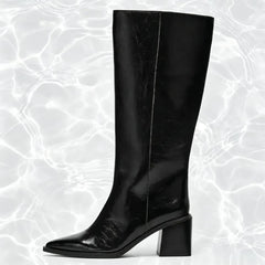 Sexy Black Pointed Toe Knee Boots
