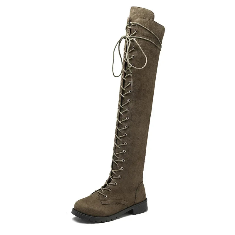 Sexy Lace Up Over The Knee Boots