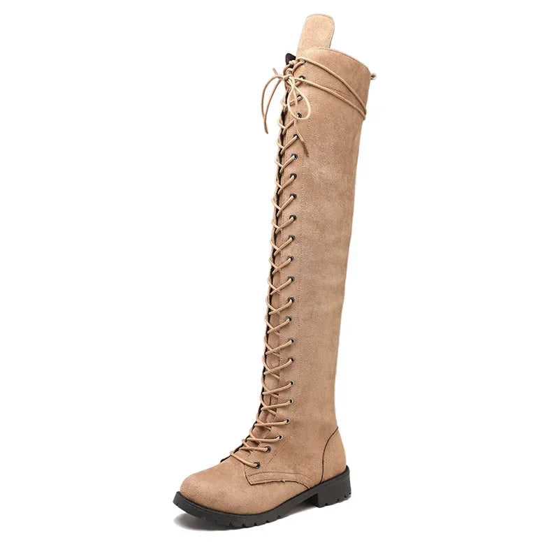 Sexy Lace Up Over The Knee Boots