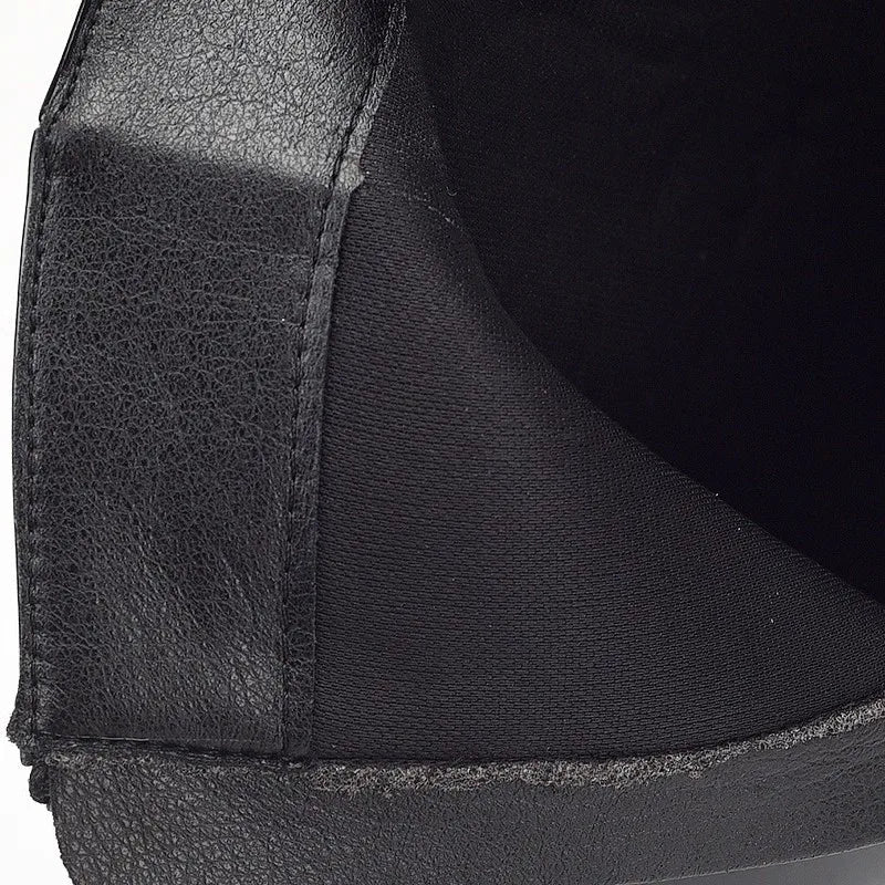 Sexy Pointed Toe Black Patent Leather Ankle Boots
