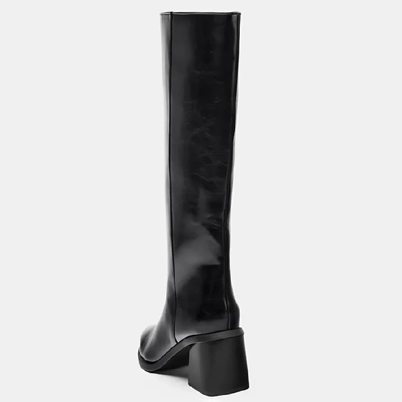 Sexy Pointed Toe Chunky Heel Knee High Boots