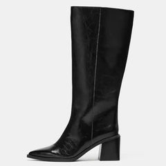 Sexy Pointed Toe Chunky Heel Knee High Boots