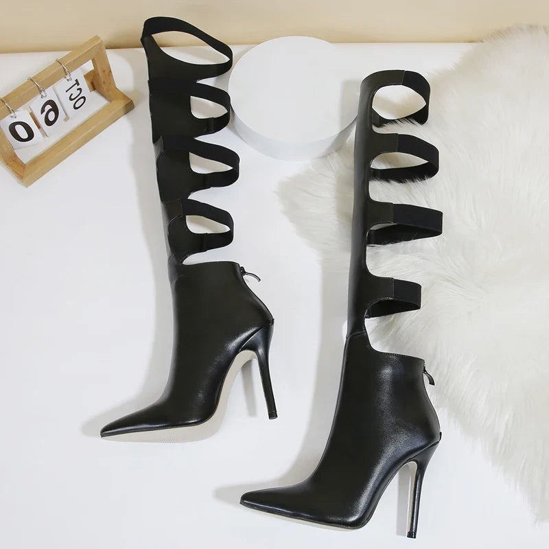 Sexy Pointed Toe Elastic Band Design Over The Knee Boots
