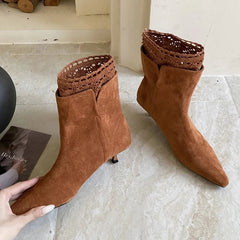 Sexy Pointed-Toe Faux Suede Ankle Boots