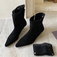 Sexy Pointed-Toe Faux Suede Ankle Boots