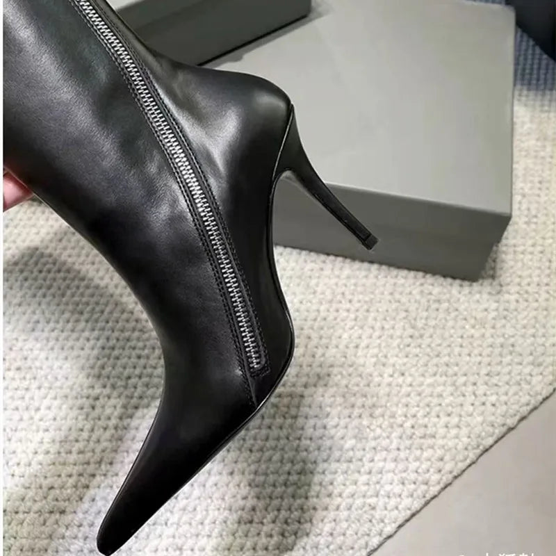 Sexy Pointed Toe Leather PU Knee High Boots