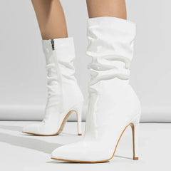 Sexy Pointed-Toe Patent Leather High-Heel Ankle Boots
