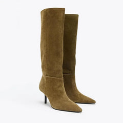 Sexy Pointed Toe Suede Knee High Boots