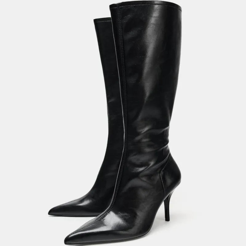 Sexy Pointed Toe Thin Heels Knee High Boots