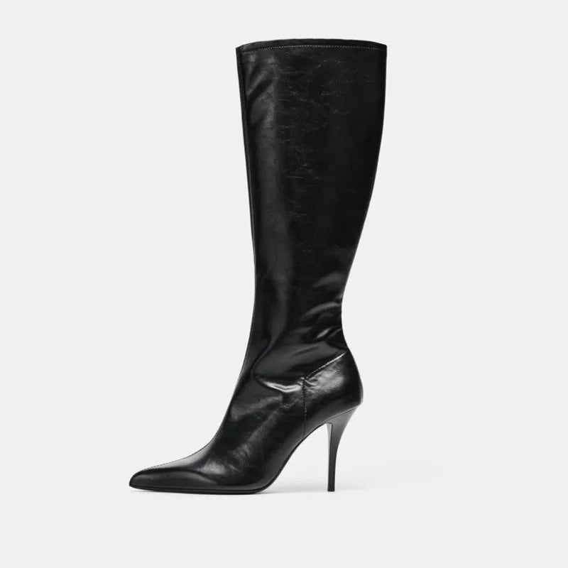 Sexy Pointed Toe Thin Heels Knee High Boots