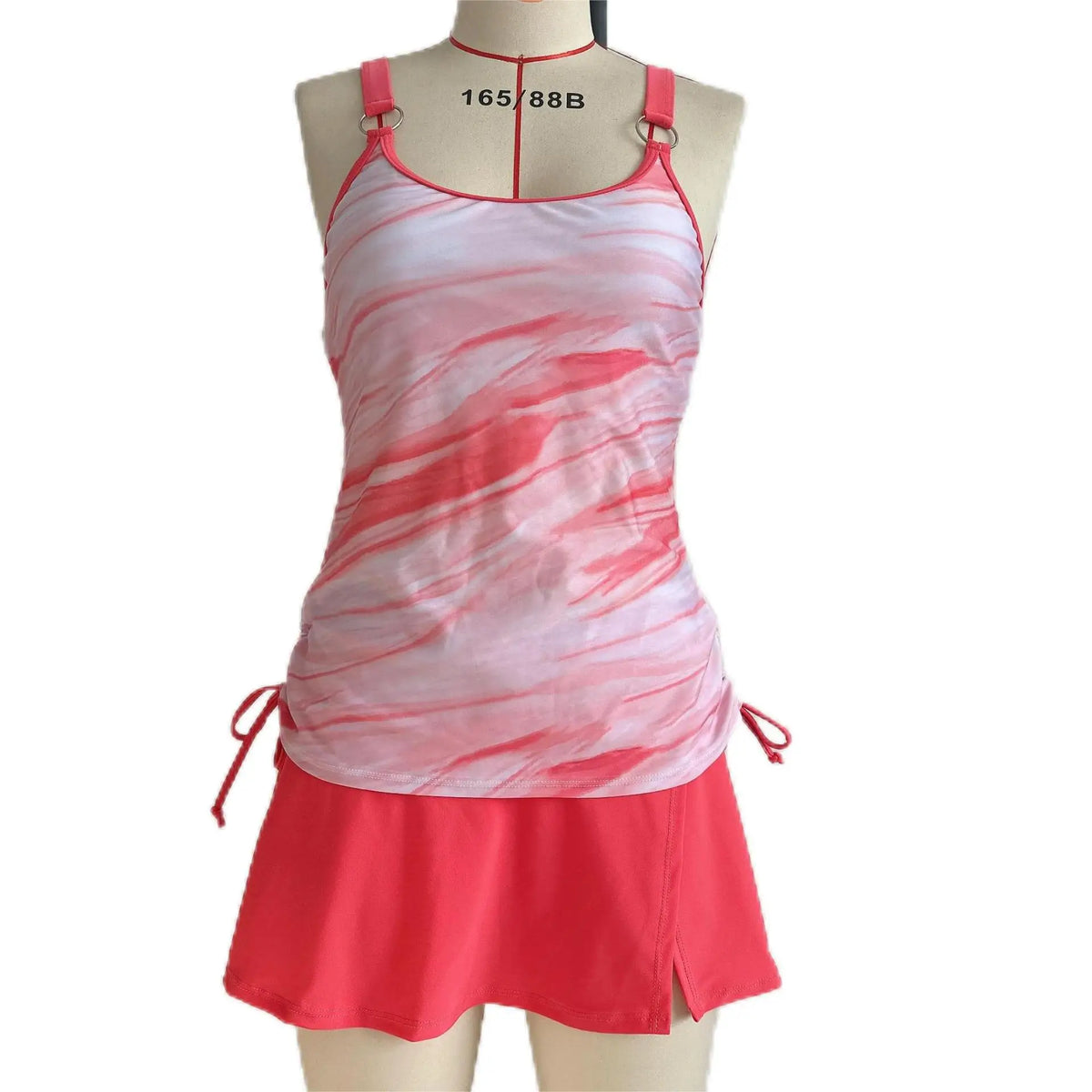 Tankini Set Strappy Bandeau Top & Swim Adjustable Tie-Side Conservative Two-Piece Swimwear