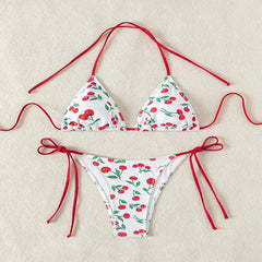 cute cherry print halter string micro bikini Sets two pieces Swimsuit bathing suit biquini