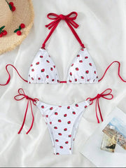 cute strawberry print halter string micro bikini Sets two pieces Swimsuit bathing suit biquini