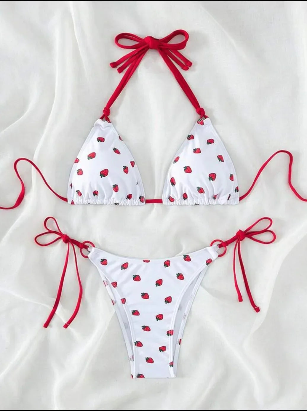 cute strawberry print halter string micro bikini Sets two pieces Swimsuit bathing suit biquini
