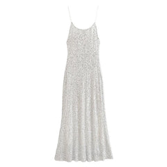 Spaghetti Straps Sequin Long Dresses