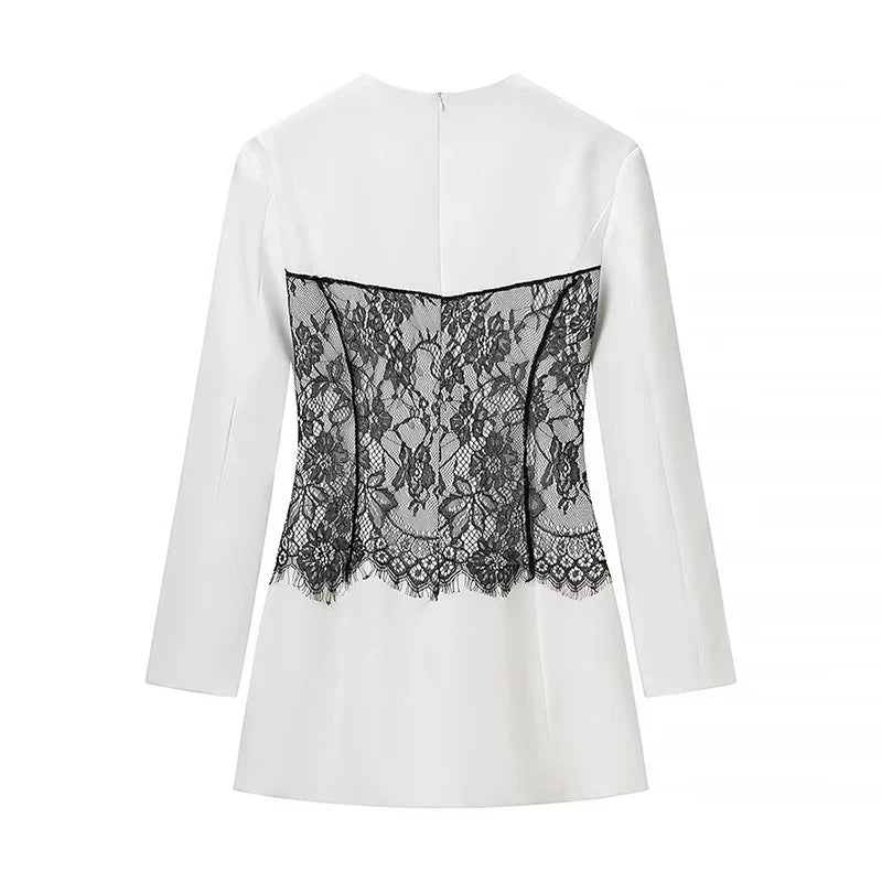 Sexy Lace Patchwork White Dresses