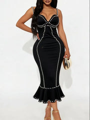 Lady Elegant Sleeveless Wrap Hip Mermaid Dresses