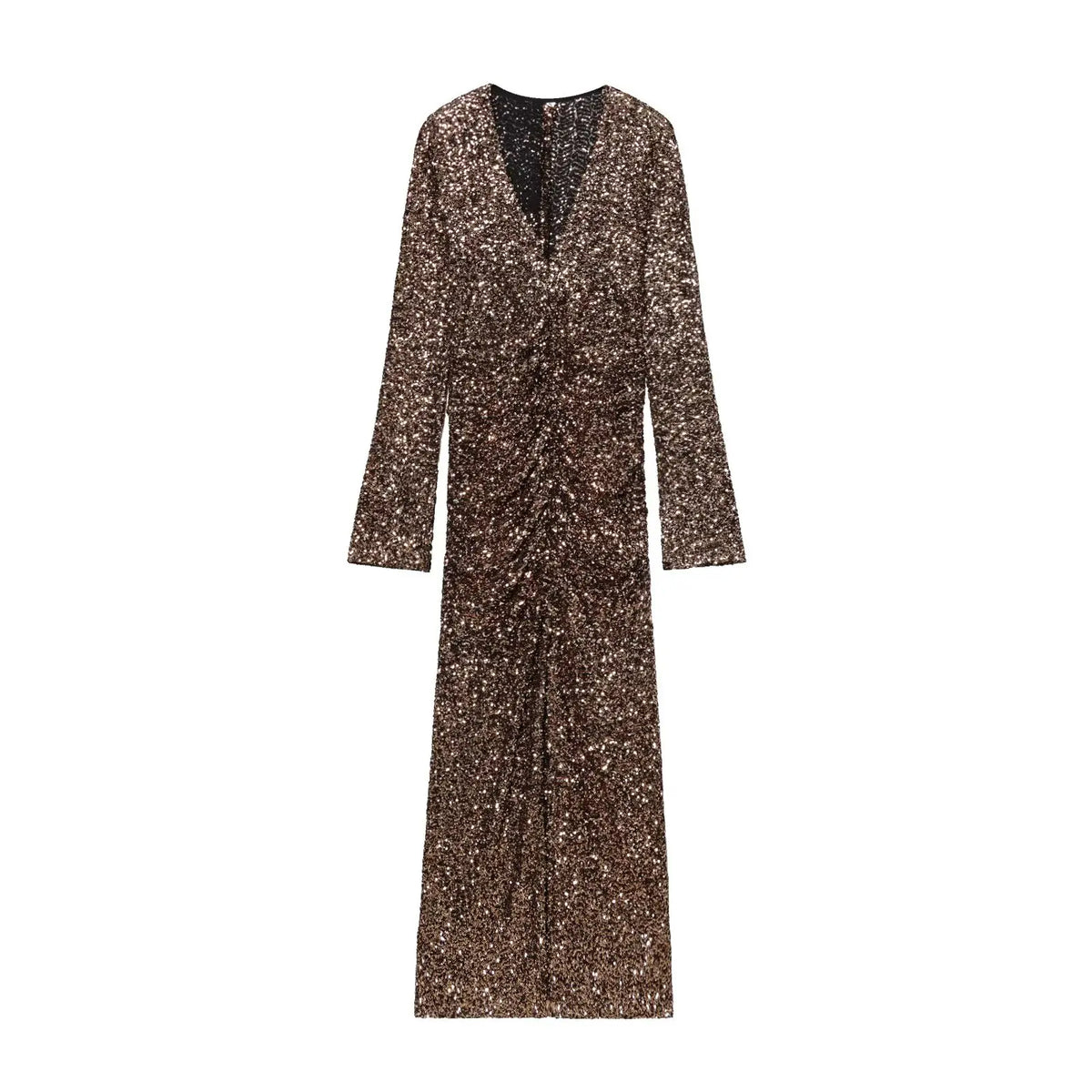 Side Draping V Neck Bodycon Long Sequin Dresses Party Sexy Maxi Vestidos
